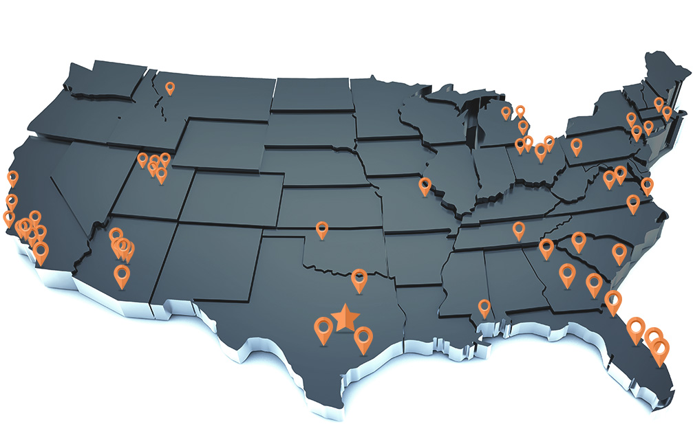 Map showing firm locations that partner with pws