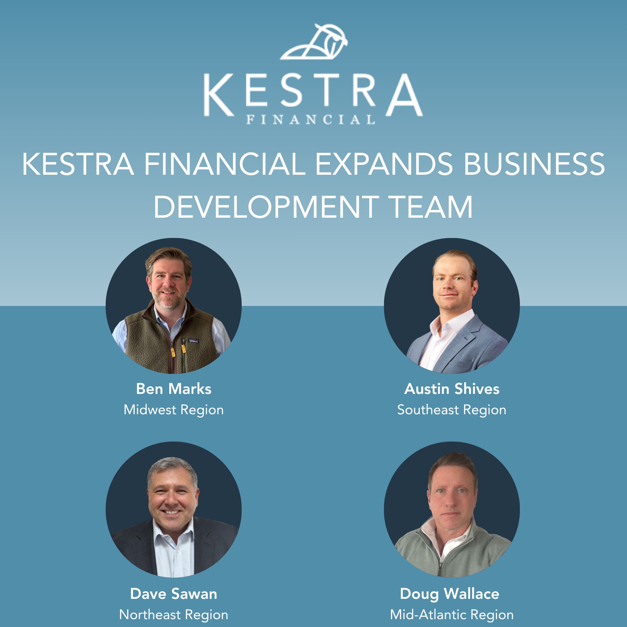 a graphic welcoming 4 new business development hires to Kestra Financial